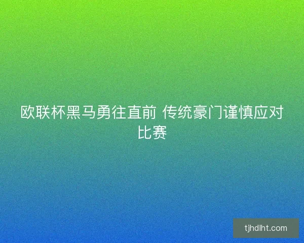 欧联杯黑马勇往直前 传统豪门谨慎应对比赛