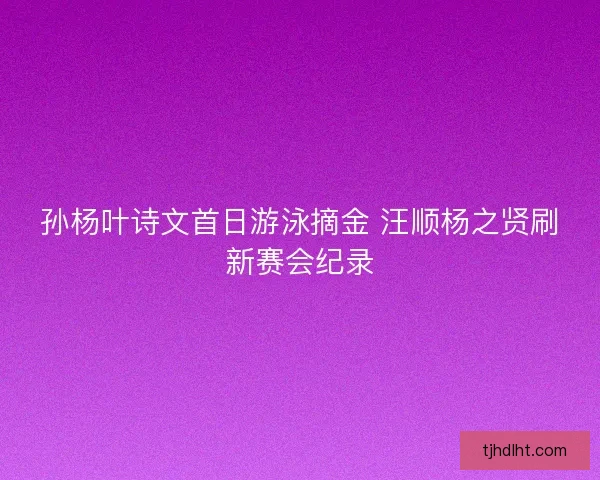 孙杨叶诗文首日游泳摘金 汪顺杨之贤刷新赛会纪录 孙杨叶诗文首日游泳摘金 汪顺杨之贤刷新赛会纪录