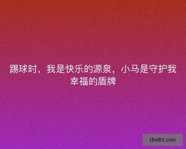 踢球时，我是快乐的源泉，小马是守护我幸福的盾牌